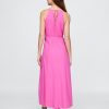 Rochie maxi brodata din amestec de in
