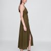 Rochie maxi brodata din amestec de in