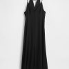 Rochie maxi brodata din amestec de in