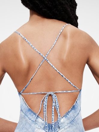 Rochie maxi cu alunecare din denim drapată GapStudio