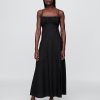 Rochie maxi cu corset încrețit din amestec de in Rochie maxi cu corset încrețit din amestec de in