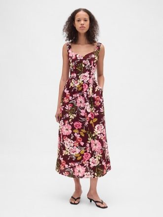 Rochie maxi cu cusaturi, cu talie scazuta