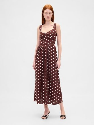 Rochie maxi cu cusaturi, cu talie scazuta