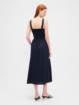 Rochie maxi cu cusaturi, cu talie scazuta