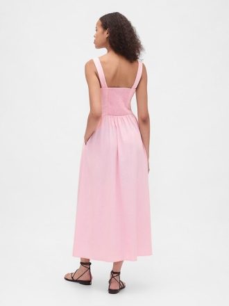 Rochie maxi cu cusaturi, cu talie scazuta