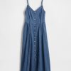 Rochie maxi cu cusături denim Rochie maxi cu cusături denim