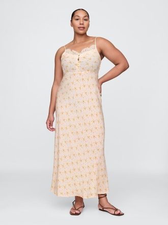 Rochie maxi cu dantelă din crepon