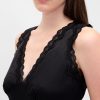 Rochie maxi cu decolteu în V cu dantelă din satin