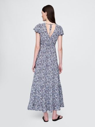 Rochie maxi cu decolteu în V din crep