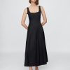 Rochie maxi cu decolteu pătrat din amestec de in Rochie maxi cu decolteu pătrat din amestec de in