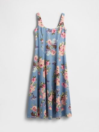 Rochie maxi cu decolteu pătrat din amestec de in