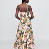 Rochie maxi cu etaje cu cravată în față Rochie maxi cu etaje cu cravată în față