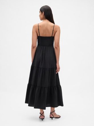 Rochie maxi cu etaje cu cravată în față