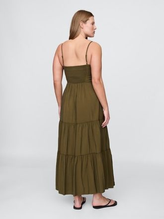 Rochie maxi cu etaje cu cravată în față