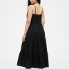 Rochie maxi cu etaje cu cravată în față Rochie maxi cu etaje cu cravată în față