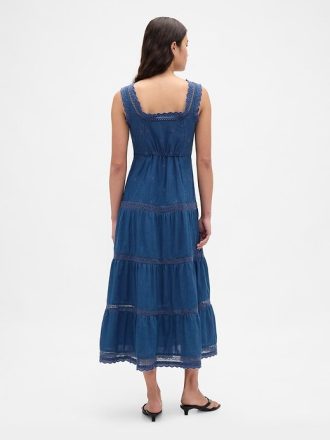 Rochie maxi cu etaje cu dantelă