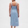 Rochie maxi cu nasturi în față cu cusături din denim