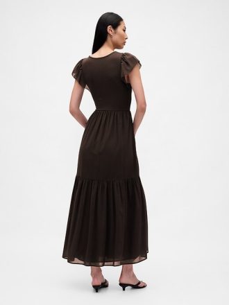 Rochie maxi cu volane, mixt modern Rochie maxi cu volane, mixt modern