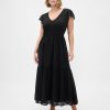 Rochie maxi cu volane, mixt modern