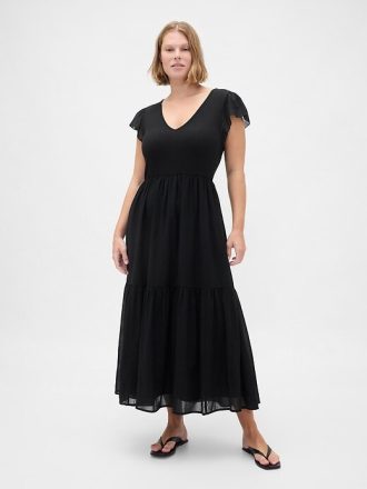 Rochie maxi cu volane, mixt modern Rochie maxi cu volane, mixt modern