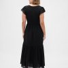 Rochie maxi cu volane, mixt modern