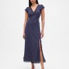 Rochie maxi din crepon cu decolteu în V cu dantelă