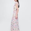 Rochie maxi din crepon cu decolteu în V cu dantelă