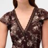Rochie maxi din crepon cu decolteu în V cu dantelă