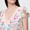 Rochie maxi din crepon cu decolteu în V cu dantelă
