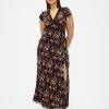 Rochie maxi din crepon cu decolteu în V cu dantelă