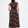 Rochie maxi din crepon cu decolteu în V cu dantelă