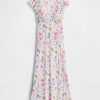 Rochie maxi din crepon cu decolteu în V cu dantelă