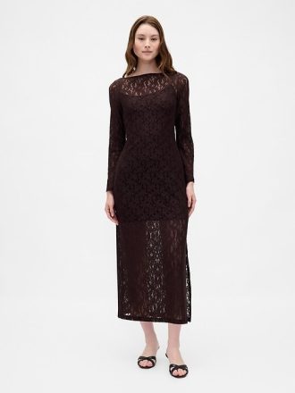 Rochie maxi din dantela cu maneca clopot