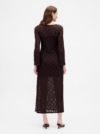 Rochie maxi din dantela cu maneca clopot
