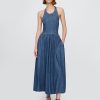 Rochie maxi din denim, cu șalter la spate