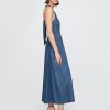 Rochie maxi din denim, cu șalter la spate