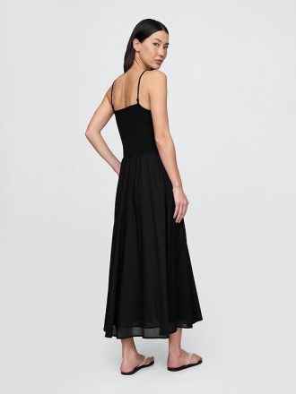Rochie maxi mixtă din jerseu compact