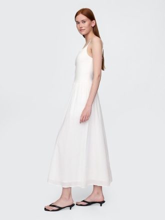 Rochie maxi mixtă din jerseu compact