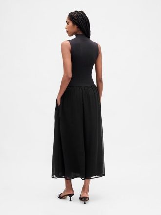 Rochie Maxi Modern Mockneck Mixed Media