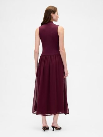Rochie Maxi Modern Mockneck Mixed Media