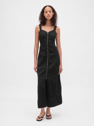 Rochie Maxi UltraSoft Denim cu fermoar în față Rochie Maxi UltraSoft Denim cu fermoar în față