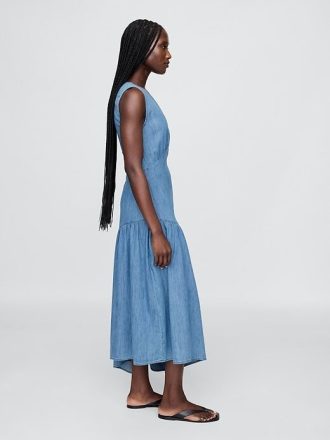 Rochie midi asimetrică din denim