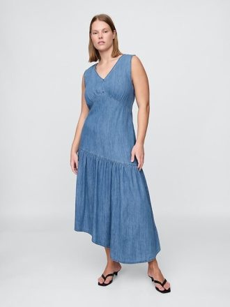 Rochie midi asimetrică din denim