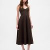 Rochie midi corset cu cusături din amestec de in Rochie midi corset cu cusături din amestec de in