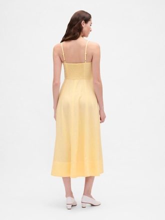 Rochie midi corset cu cusături din amestec de in