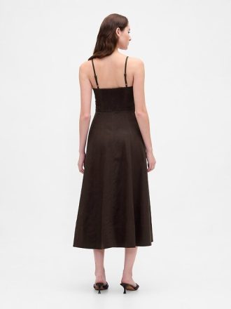 Rochie midi corset cu cusături din amestec de in