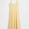 Rochie midi corset cu cusături din amestec de in Rochie midi corset cu cusături din amestec de in