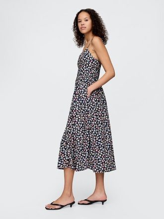 Rochie midi cu bretele cu cravată