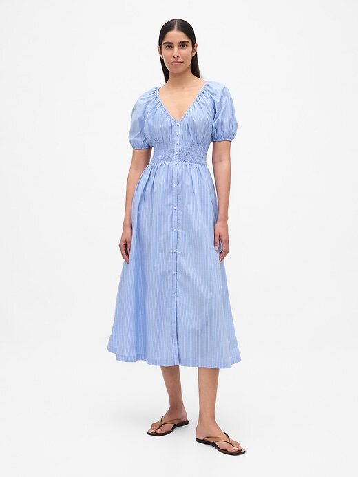 Rochie midi cu maneci bufante Rochie midi cu maneci bufante