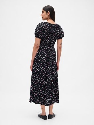 Rochie midi cu maneci bufante